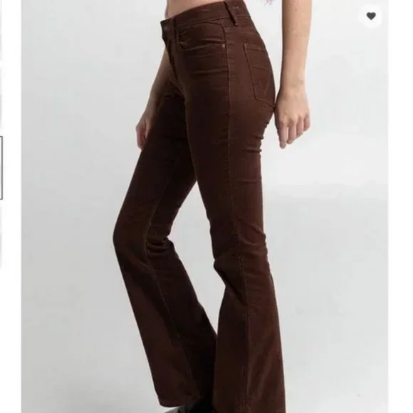 WRANGLER 16 33 X34 NWT Brown Corduroy High Rise Flare Bell Bottom Jeans Western - Picture 3 of 6